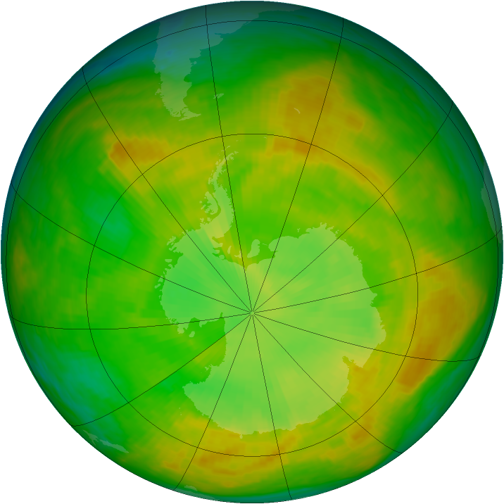 Antarctic ozone map for 10 December 1979